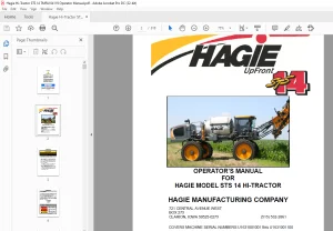 Hagie Hi-Tractor STS 14 Sprayer Operator's Manual 493477 - PDF DOWNLOAD