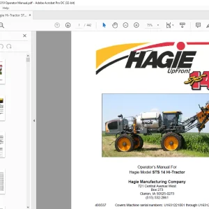Hagie Hi-Tractor STS 14 Sprayer Operator's Manual 493537 - PDF DOWNLOAD