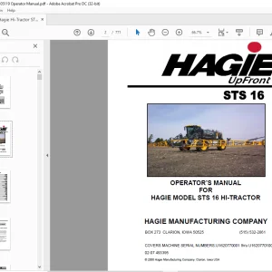 Hagie Hi-Tractor STS 16 Sprayer Operator's Manual 493395 - PDF DOWNLOAD