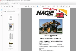 Hagie Hi-Tractor STS 16 Sprayer Operator's Manual 493425 - PDF DOWNLOAD