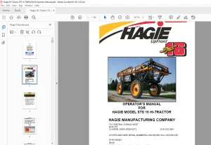Hagie Hi-Tractor STS 16 Sprayer Operator's Manual 493481 - PDF DOWNLOAD