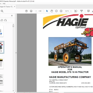 Hagie Hi-Tractor STS 16 Sprayer Operator's Manual 493513 - PDF DOWNLOAD