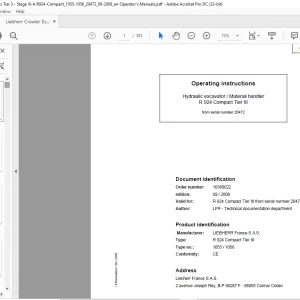 Liebherr Hydraulic excavator  Material handler R 924 Compact Tier III Operating instructions Manual 20472 - PDF DOWNLOAD