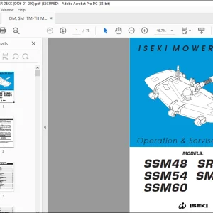 Iseki Mower Deck SSM48 SRM48 SSM54 SMM54 SSM60 Operation & Service Manual - PDF DOWNLOAD
