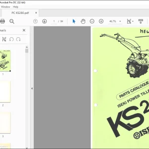 Iseki Power Tiller KS280 Parts Catalog Manual - PDF DOWNLOAD