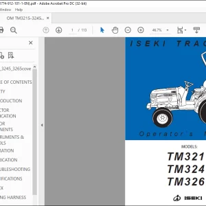 Iseki TRACTORS TM3215 TM3245 TM3265 Operator’s Manual - PDF DOWNLOAD
