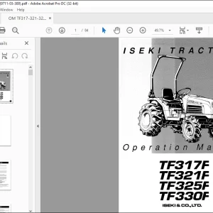 Iseki Tractors TF317F TF321F TF25F 330F Operation Manual - PDF DOWNLOAD