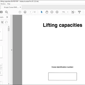 Krupp Crane KMK 4080 Lifting capacities Manual  - PDF DOWNLOAD