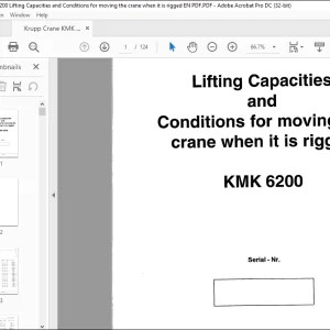 Krupp Crane KMK 6200 Lifting Capacities and Conditions for moving the crane when it is rigged Manual - PDF DOWNLOAD