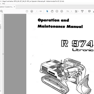 Liebherr Crawler Excavators R974 Litronic Operation And Maintenance Manual - PDF DOWNLOAD