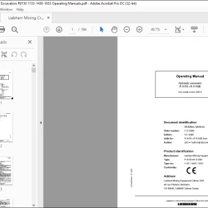 LIEBHERR Hydraulic excavator R 9150- R 91508 Operating Manual - PDF DOWNLOAD
