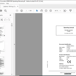 LIEBHERR Hydraulic excavator R9800 Operating Manual 18180 - PDF DOWNLOAD
