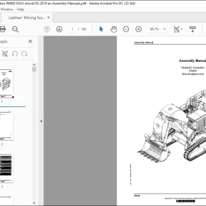 LIEBHERR Hydraulic excavator R9800 Shovel attachment Assembly Manual -  PDF DOWNLOAD
