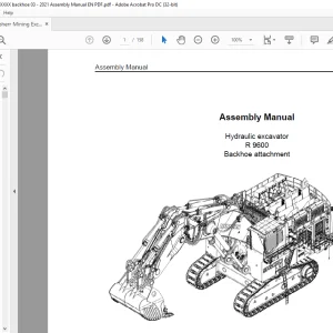 Liebherr R 9600 Backhoe Attachment Hydraulic Excavator Assembly Manual - PDF DOWNLOAD