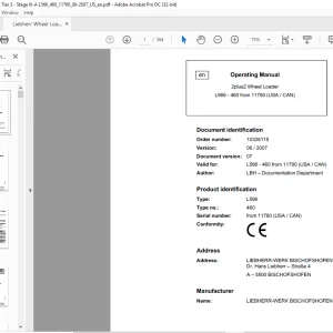 Liebherr 2Plus2 Wheel Loader L556-460 (USA/CAN)Operating Manual 11780 - PDF DOWNLOAD