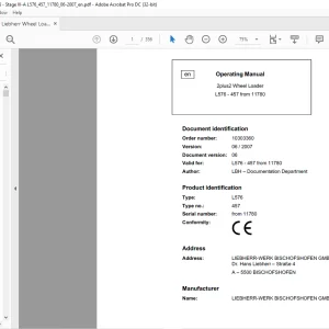 Liebherr 2Plus2  Wheel Loader L576-457 Operator's manual 11780 - PDF DOWNLOAD