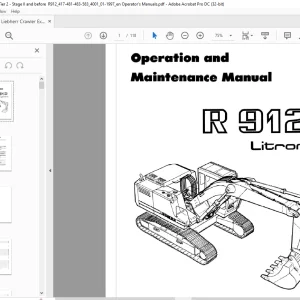 Liebherr Crawler Excavators R 912 Litronic Operation and Maintenance Manual -  PDF DOWNLOAD