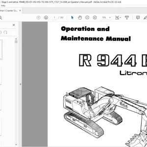Liebherr Crawler Excavators R 944B Litronic Operation and Maintenance Manual - PDF DOWNLOAD