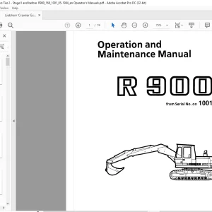 Liebherr Crawler Excavators R900 Operation and Maintenance Manual 1001 -  PDF DOWNLOAD