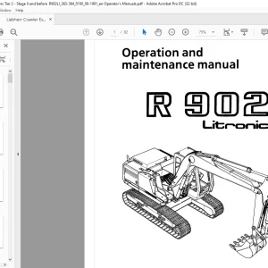 Liebherr Crawler Excavators  R902 Litronic Operation and maintenance manual -  PDF DOWNLOAD