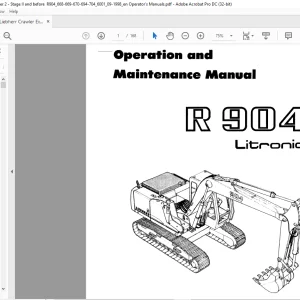 Liebherr Wheel Loaders R902 Operation And Maintenance Manual  - PDF DOWNLOAD
