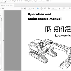 Liebherr Crawler Excavators R912 Litronic Operation and maintenance manual - PDF DOWNLOAD