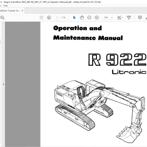 Liebherr Crawler Excavators R922 Litronic Operation and maintenance manual  - PDF DOWNLOAD