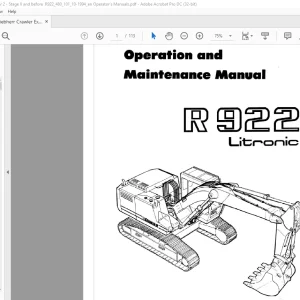Liebherr Crawler Excavators R922 Litronic Operation and maintenance manual - PDF DOWNLOAD