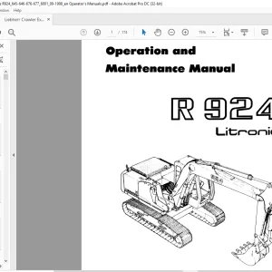 Liebherr Crawler Excavators R924 Litronic Operation and maintenance manual - PDF DOWNLOAD