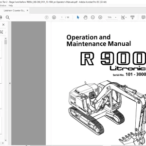 Liebherr Crawler excavator R 900 Litronic Operation and maintenance manual SN 101-3000 - PDF DOWNLOAD