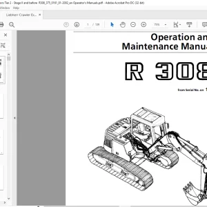 Liebherr Crawler excavator R308 Operation and maintenance manual SN 161 - PDF DOWNLOAD