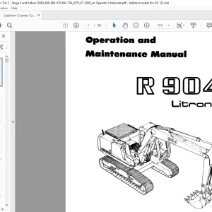 Liebherr Crawler excavator R904 Litronic Operation and maintenance manual  - PDF DOWNLOAD