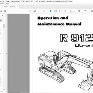 Liebherr Crawler excavator R912 Litronic Operation and maintenance manual - PDF DOWNLOAD
