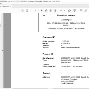 Liebherr Diesel engine D934 A7-03 D944 A7-03 D936 A7-03 D946 A7-03 Operating Manual - PDF DOWNLOAD