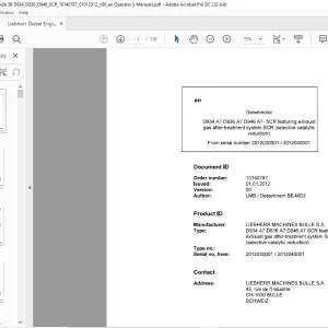 Liebherr Diesel engine D934 A7 D936 A7 D946 A7- SCR featuring exhaust gas after-treatment system SCR Operator's Manual - PDF DOWNLOAD