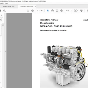 Liebherr Diesel engine D936 A7-00  D946 A7-00  MCC Operator's manual - PDF DOWNLOAD