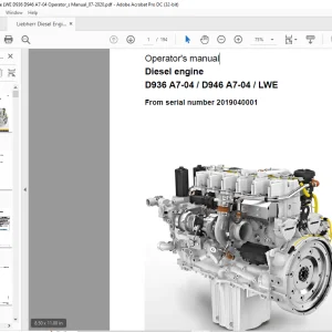 Liebherr Diesel engine D936 A7-04  D946 A7-04  LWE Operator's manual -  PDF DOWNLOAD