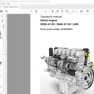 Liebherr Diesel engine D936 A7-05  D946 A7-05  LWE Operator's manual - PDF DOWNLOAD