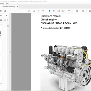 Liebherr Diesel engine D936 A7-50  D946 A7-50  LWE Operator's Manual - PDF DOWNLOAD