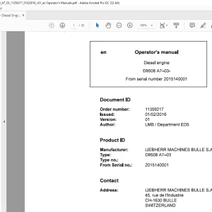 Liebherr Diesel engine D9508 A7-03- Operating Manual - PDF DOWNLOAD