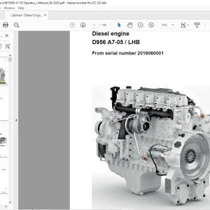 Liebherr Diesel engine D956 A7-05  LHB Operator's Manual - PDF DOWNLOAD