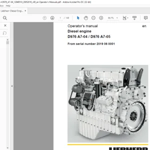Liebherr Diesel engineD976 A7-04  D976 A7-05 Operating Manual  - PDF DOWNLOAD