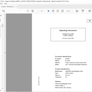 Liebherr Hydraulic A 904 C-Litronic Operating manual 25567 - PDF DOWNLOAD
