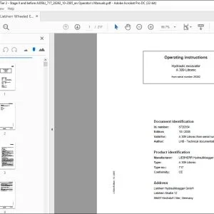 Liebherr Hydraulic excavator A 309 Litronic Operating instructions Manual 26392  - PDF DOWNLOAD