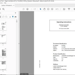 Liebherr Hydraulic excavator A 311 Litronic Operating instructions Manual 26396 - PDF DOWNLOAD