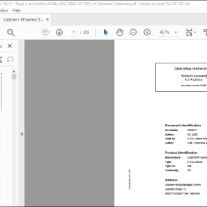 Liebherr Hydraulic excavator A 314 Litronic Operating instructions Manual 25600  - PDF DOWNLOAD