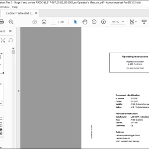 Liebherr Hydraulic excavator A 900 C-Litronic Operating instructions Manual 25563 - PDF DOWNLOAD