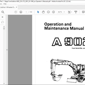 Liebherr Hydraulic excavator A 902 Operation and  Maintenance Manual 2001 -  PDF DOWNLOAD
