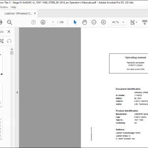 Liebherr Hydraulic excavator A 924 C Litronic Operating manual 57099 -  PDF DOWNLOAD