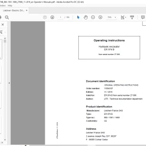 Liebherr Hydraulic excavator ER 974 B Operating instructions Manual 27666 - PDF DOWNLOAD
